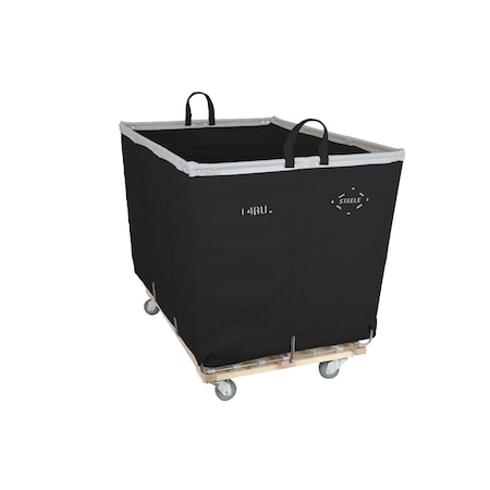 Steele Canvas Basket 14 BU Permanent Truck Black Vinyl w/Grey Vinyl - 4in Casters 9214VBLKVGRYW4